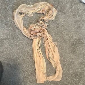 Marc Jacobs Cream and Tan Silk Lightweight Scarf